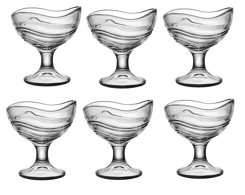 Kosh Crystal Clear Curved Shape Glass Dessert Bowl Set for Ice Cream Pudding Mocktails Cocktails and Fruit Salad Pack of 6 - Image 2