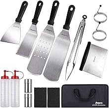 Anpro Griddle Accessories Set Tools, 15 PCS Flat Top Grill Accessories with Spatulas & Scraper, Griddle Kit Utensils - Image 1