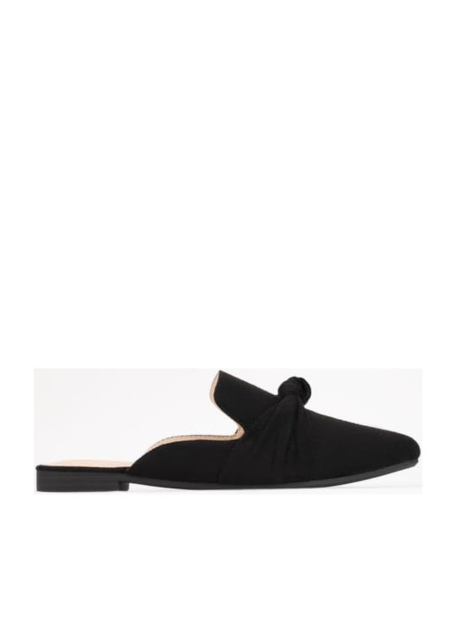 MUSSHOE Mules for Women Comfortable Pointed Toe Backless Slip-on Slides Loafer Flats with Knot,Black 7 - Image 1