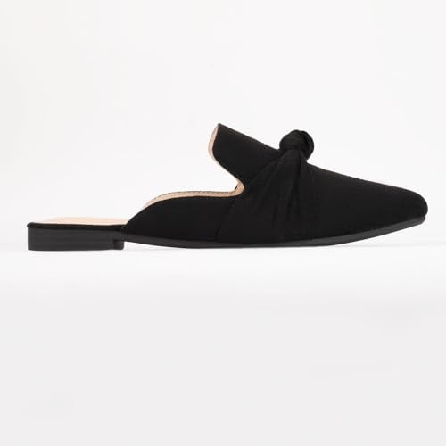 MUSSHOE Mules for Women Comfortable Pointed Toe Backless Slip-on Slides Loafer Flats with Knot,Black 7 - Image 2