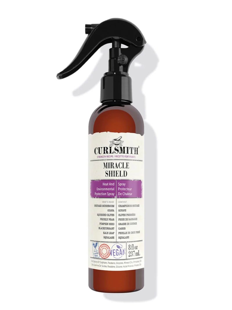 CURLSMITH رذاذ حماية الشعر الغني بالبروتين Miracle Shield لجميع أنواع الشعر والتجاعيد 8 أونصات سائلة