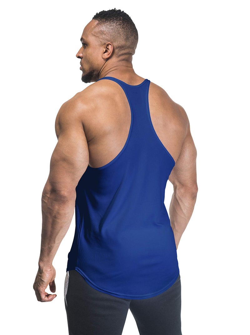 DECISIVE Bodybuilding Tank Top (Men Shouldn't Print) Vest- Royal blue-Small - Image 3