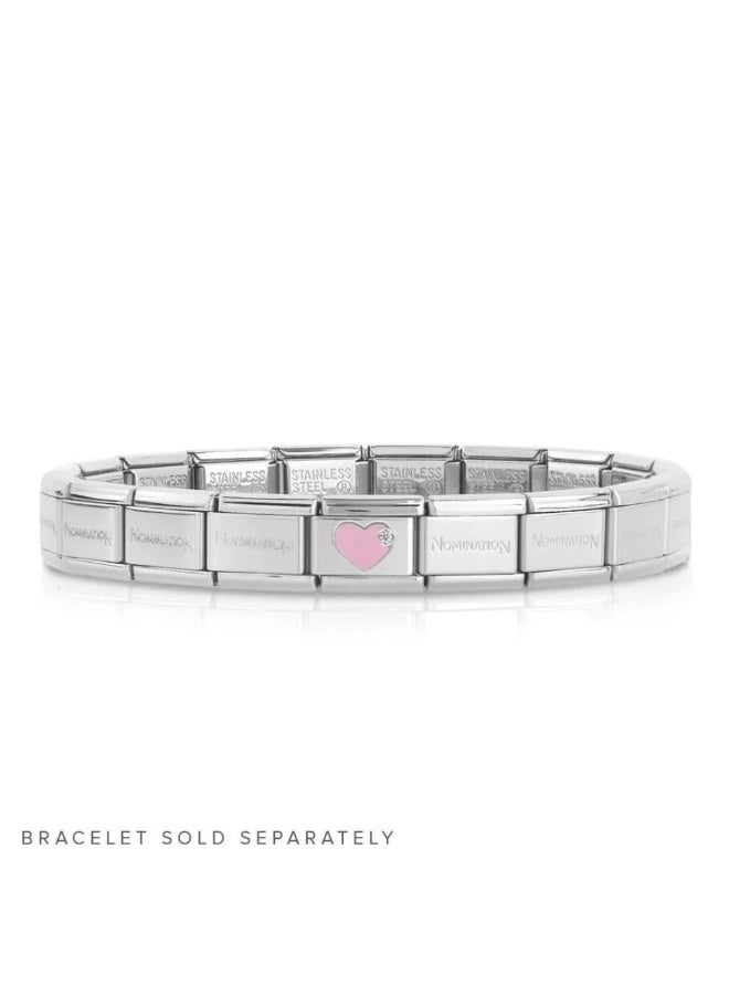 Urban Jewel Crystal Pink Heart- Silver Italian Charm - Image 2