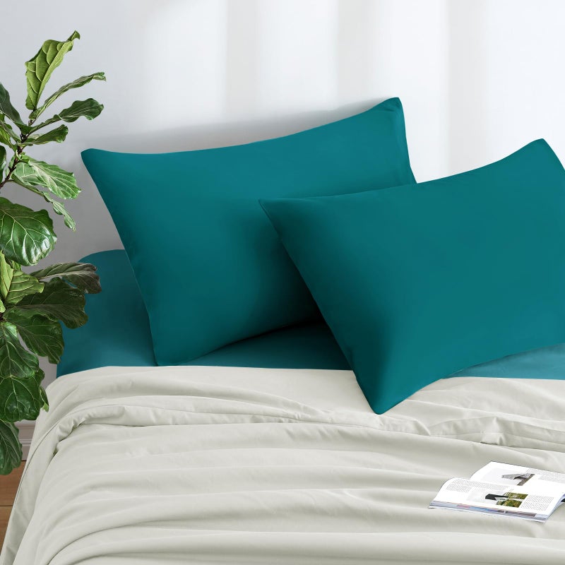 MILVOWOC 2Pcs Brushed Microfiber Standard Pillowcases - 20 x 26 Inch  Teal Pillow Case Set Non Slip Envelope Pillow Cover with Moisture Absorption and Anti-Wrinkle - Image 3