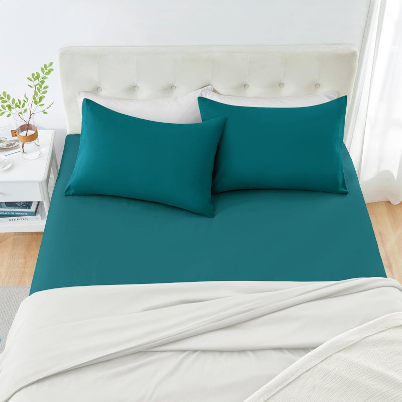 MILVOWOC 2Pcs Brushed Microfiber Standard Pillowcases - 20 x 26 Inch  Teal Pillow Case Set Non Slip Envelope Pillow Cover with Moisture Absorption and Anti-Wrinkle - Image 4