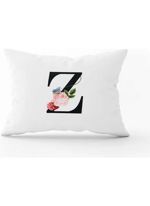 Cango Home Red Flowered Black Letters Double Sided Digital Printed Throw Pillow COVER-HRF03-Z-3550