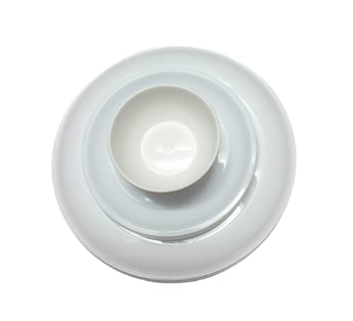 Everbuy Microwave Safe 12 pcs Round Dinner Set - Porcelain Look, Ultra Light, Break Resistant (3 Big Plate + 3 Quarter Plate + 6 Curry Bowls) - Image 2