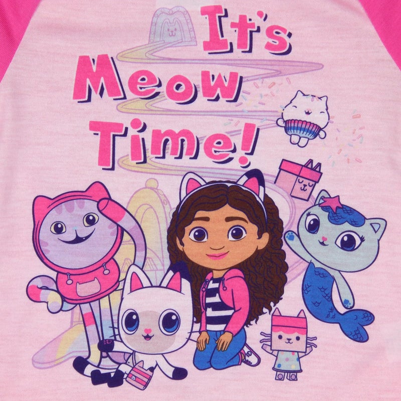 INTIMO Gabby's Dollhouse It's Meow Time Toddler Kid's Raglan 2 Piece Long Sleeve Long PJ Pant Pajama Set for Girls Boys, 2T Multicolored - Image 3