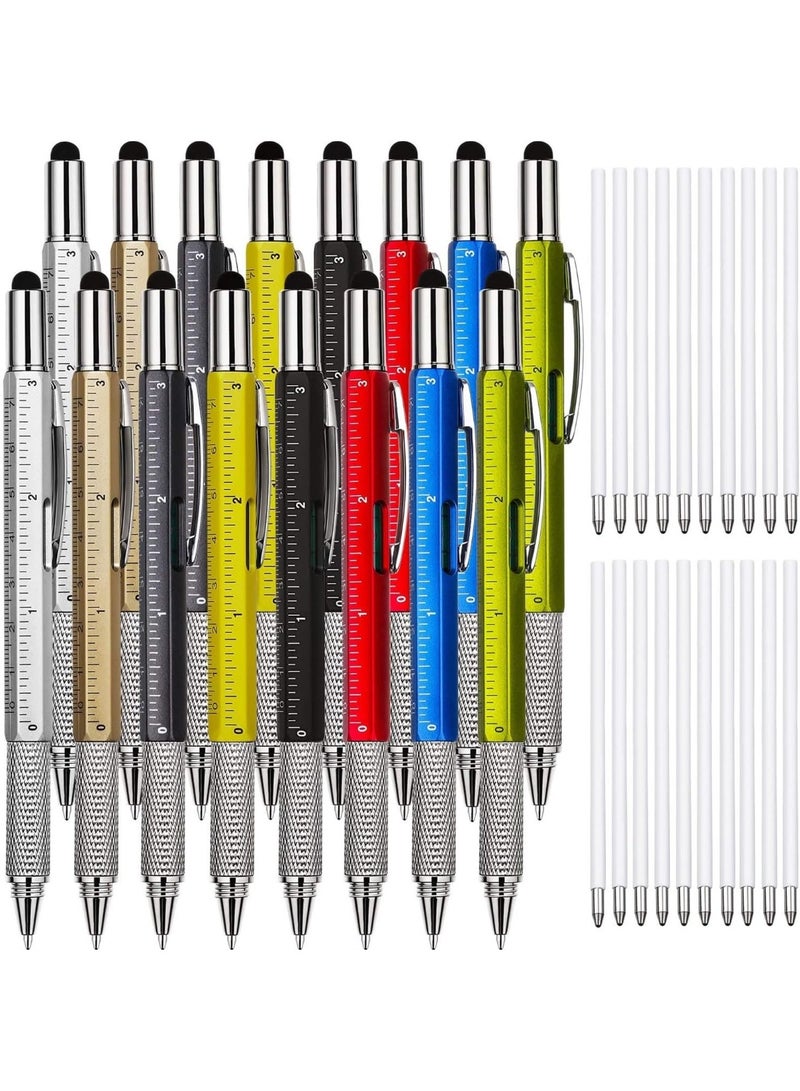 Generic 16PCS Gift Pen Tool Pen 6 in 1 Multi Tool Pen with Ruler, Level Gauge, Ballpoint Pen and Pen Refills, Unique Gifts for Men (Color : 16COLOR)  - Image 1