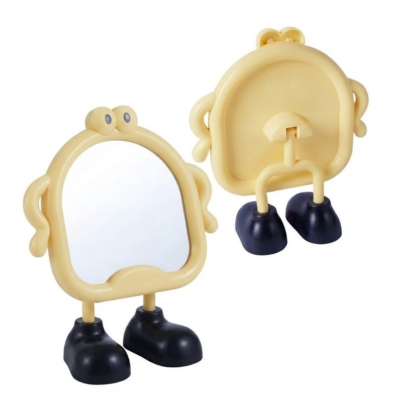Cute Makeup Mirror Cartoon Mirror for Desk, Desktop Mirror with Stand for Girls, Kids, Hanging Vanity Makeup Mirror for Bedroom, Bathroom, Office, Dressing Room (LIGHT yellow) - Image 4