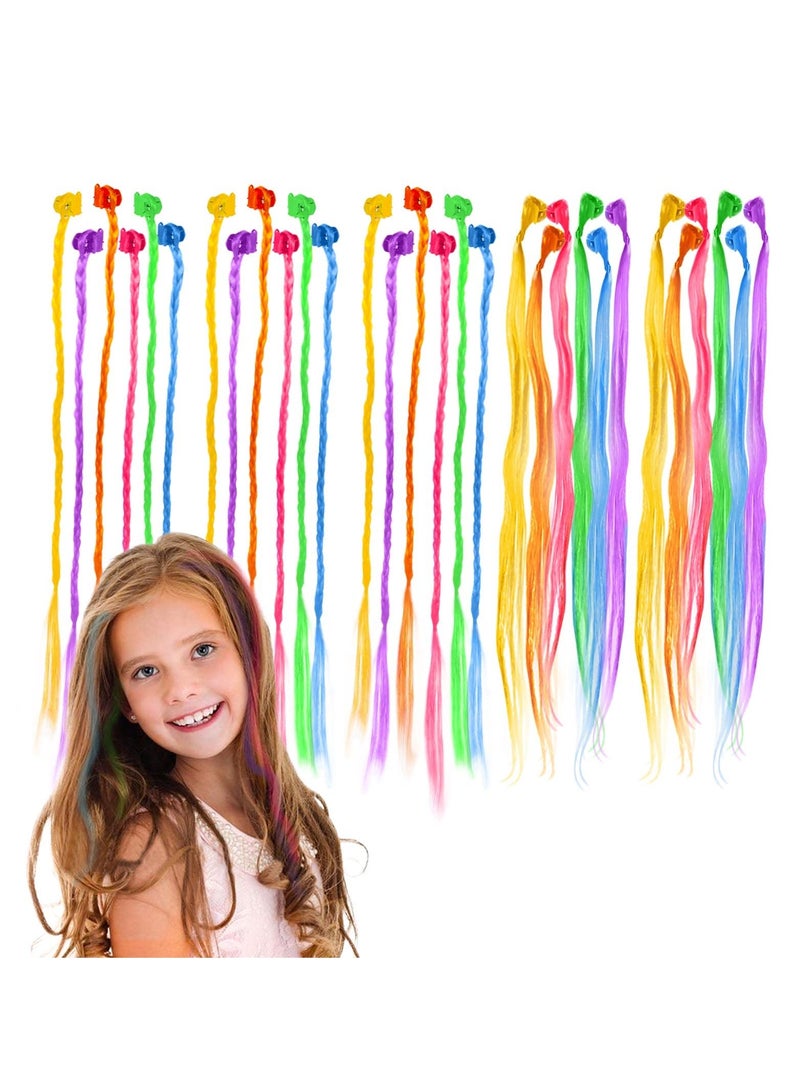SYOSI وصلات شعر للأطفال مع مشابك شعر، 30 قطعة من دبابيس الشعر العصرية للفتيات، شعر مستعار قوس قزح، وصلات شعر مضفرة، إكسسوارات تصفيف الشعر المضفر، لحفلات الأطفال وعروض الأداء (لون عشوائي) - Image 1