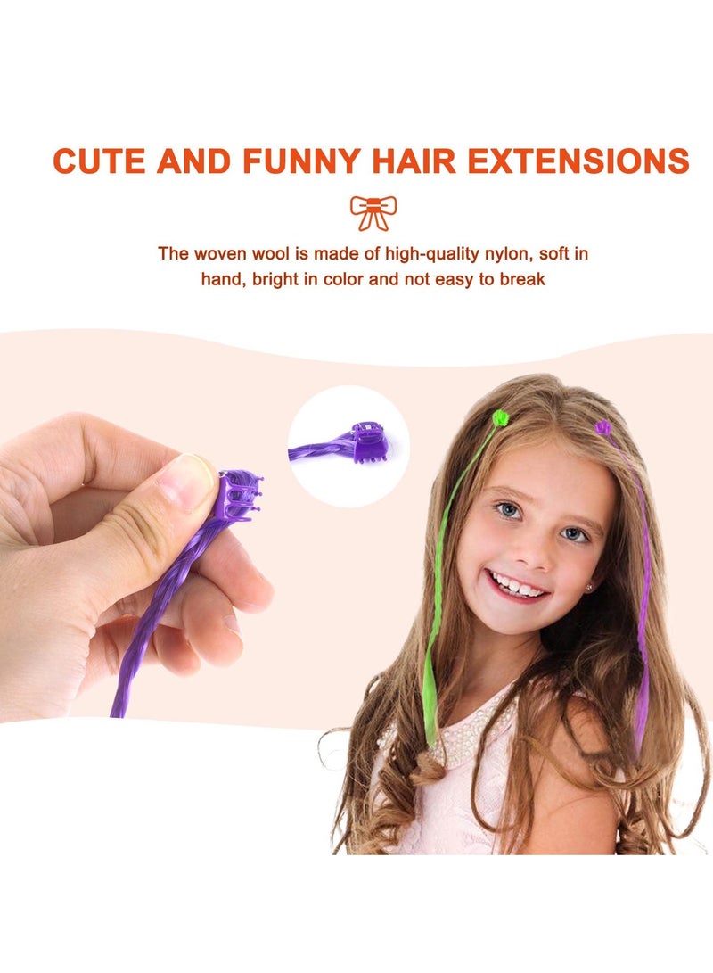 SYOSI وصلات شعر للأطفال مع مشابك شعر، 30 قطعة من دبابيس الشعر العصرية للفتيات، شعر مستعار قوس قزح، وصلات شعر مضفرة، إكسسوارات تصفيف الشعر المضفر، لحفلات الأطفال وعروض الأداء (لون عشوائي) - Image 2