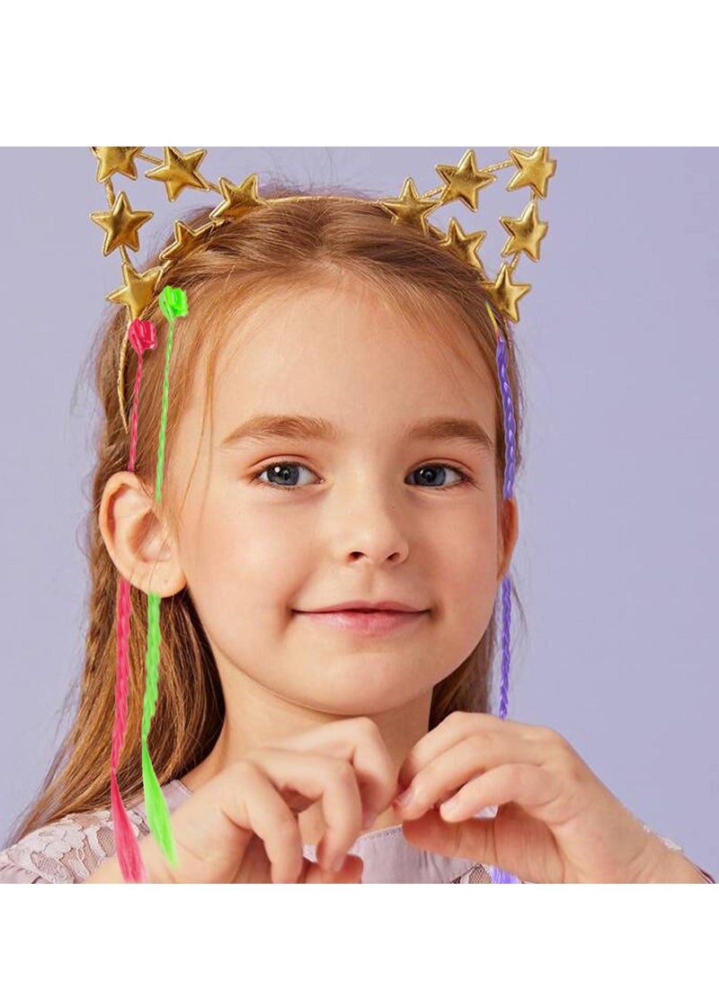 SYOSI وصلات شعر للأطفال مع مشابك شعر، 30 قطعة من دبابيس الشعر العصرية للفتيات، شعر مستعار قوس قزح، وصلات شعر مضفرة، إكسسوارات تصفيف الشعر المضفر، لحفلات الأطفال وعروض الأداء (لون عشوائي) - Image 4