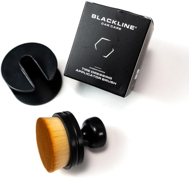 Blackline Reusable Tire Shine Applicator Brush Soft Bristle Tool for Even Application Ergonomic Grip with Drainable Stand MessFree Gel Liquid Tire Dressing Brush for Trim and Rubber Surfaces - Image 1