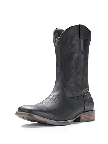 IUV Cowboy Boots For Men Western Boot Durable Fashionable Retro Classic Embroidered Pull On Slip Resistant Boots - Image 1
