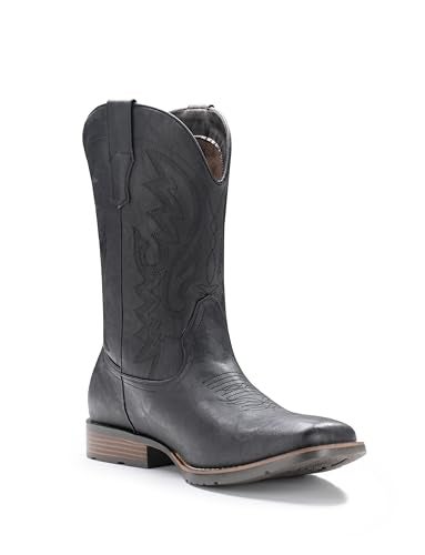 IUV Cowboy Boots For Men Western Boot Durable Fashionable Retro Classic Embroidered Pull On Slip Resistant Boots - Image 2