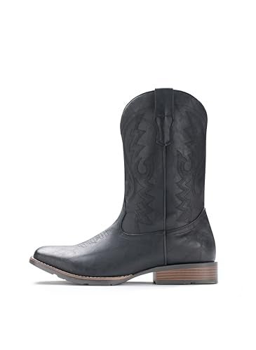 IUV Cowboy Boots For Men Western Boot Durable Fashionable Retro Classic Embroidered Pull On Slip Resistant Boots - Image 3