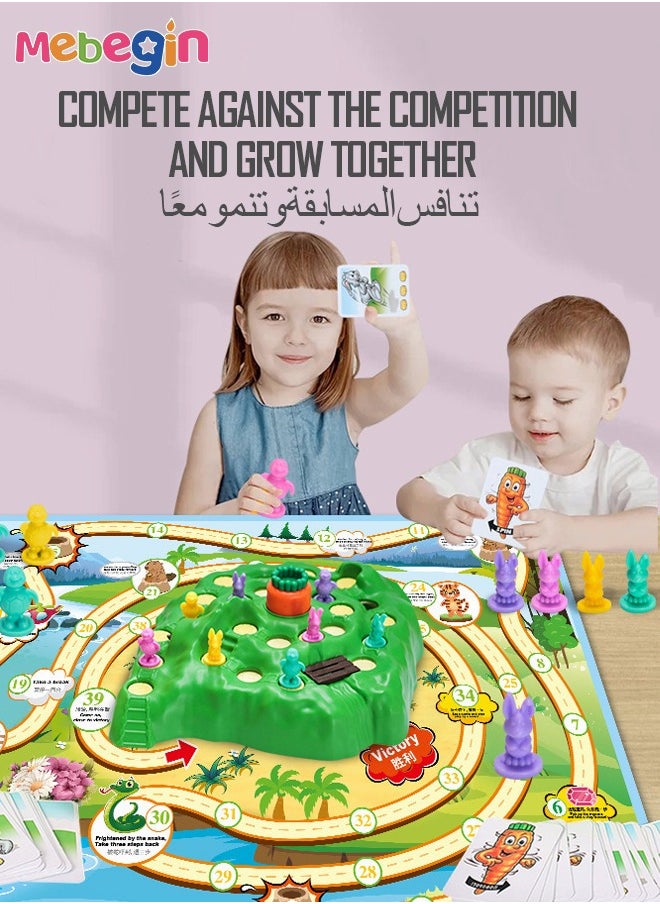 MEBEGIN - Fun Bunny Game Playset with 1 Map and 48 Cards, Engaging Board Game for Kids and Adults, A Bunny Race to the Top, Puzzle Game for 2-4 Players, Suitable for Party Time and Family Activities, Ideal Gift for Kids Aged 3+ - Image 1