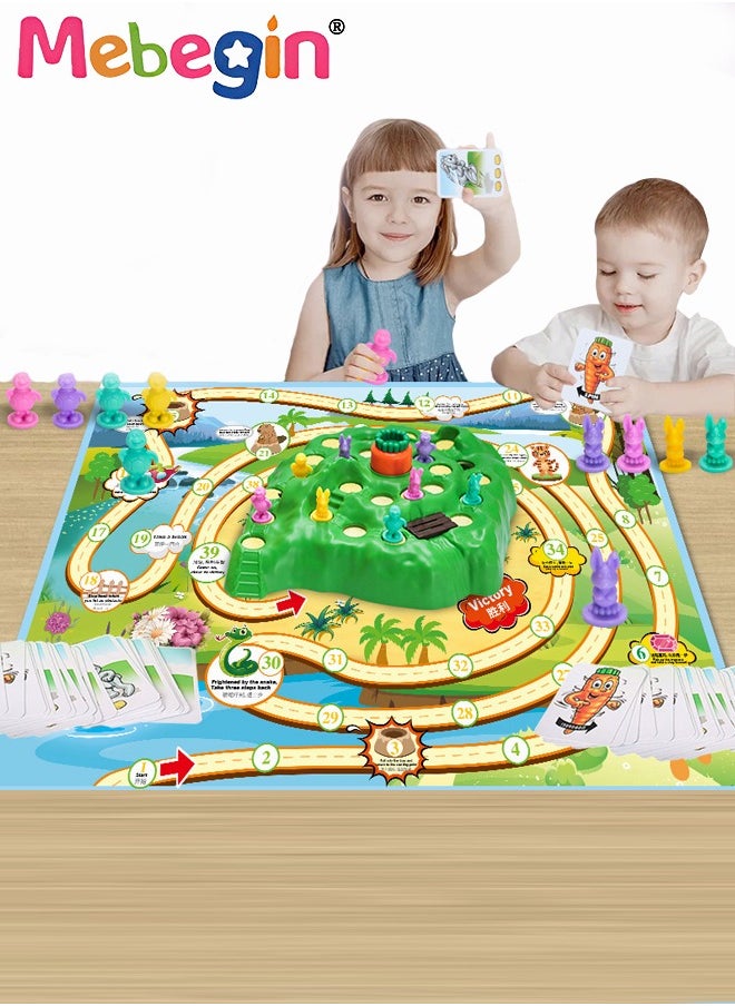 MEBEGIN - Fun Bunny Game Playset with 1 Map and 48 Cards, Engaging Board Game for Kids and Adults, A Bunny Race to the Top, Puzzle Game for 2-4 Players, Suitable for Party Time and Family Activities, Ideal Gift for Kids Aged 3+ - Image 1