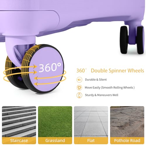 LARVENDER Luggage Sets 3 Piece with Duffel Bag Hardside PP Carry On Suitcase with 360° Spinner Wheels TSA Lock Luggage Sets for Women, Lavender - Image 2