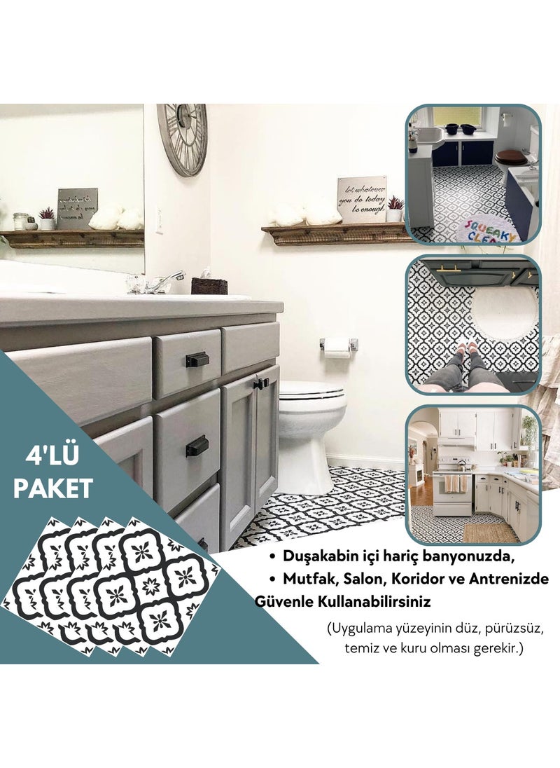 Technosmart 4 Pieces 30CM×30CM Self Adhesive Lvt Floor Wall Covering Kitchen Bathroom Tile Sticker  - Image 3