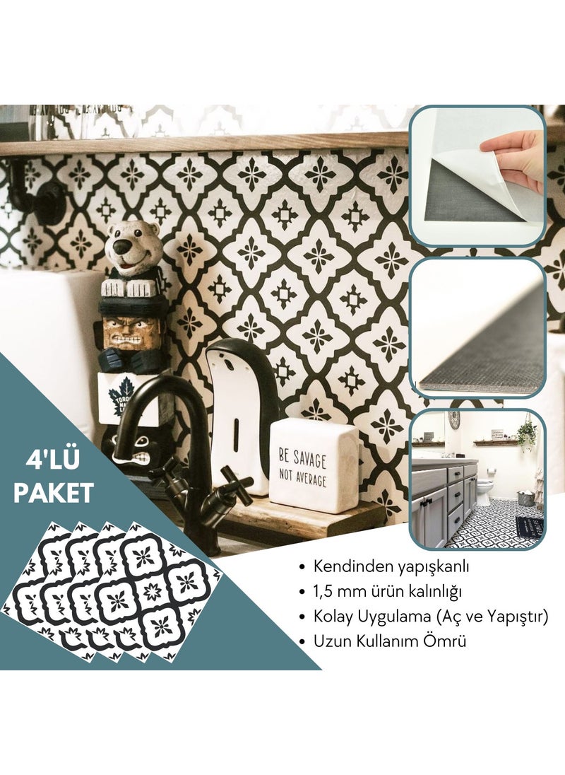 Technosmart 4 Pieces 30CM×30CM Self Adhesive Lvt Floor Wall Covering Kitchen Bathroom Tile Sticker  - Image 2
