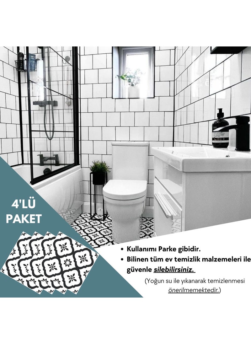 Technosmart 4 Pieces 30CM×30CM Self Adhesive Lvt Floor Wall Covering Kitchen Bathroom Tile Sticker  - Image 4