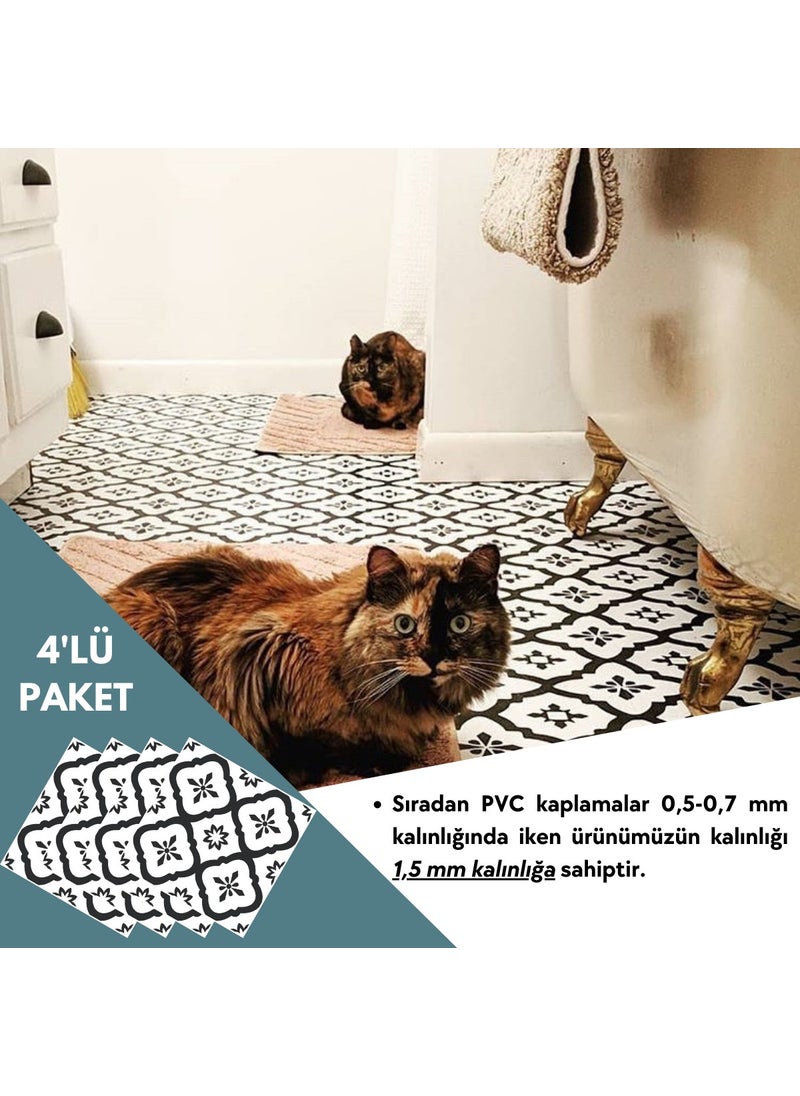 Technosmart 4 Pieces 30CM×30CM Self Adhesive Lvt Floor Wall Covering Kitchen Bathroom Tile Sticker  - Image 5