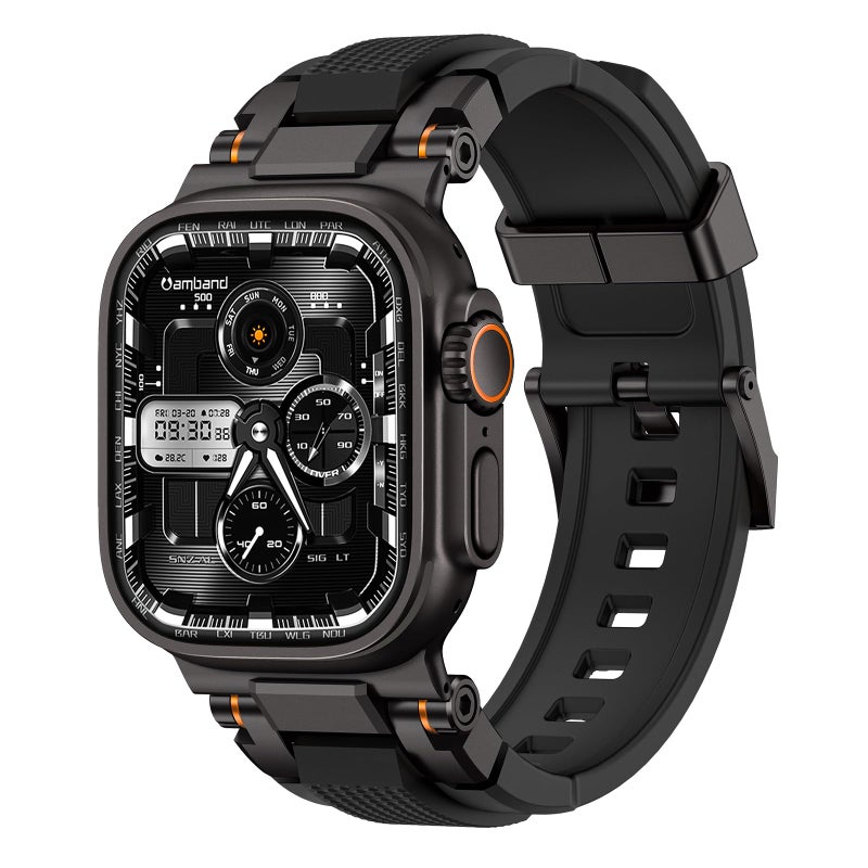 amBand Bands Compatible with Apple Watch Ultra 321 49mm M1 Sport Series Rugged Durable Strap with Metal Connector to Match Ultras Titanium Case for iWatch 49mm Men Matte Black - Image 2