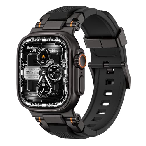 amBand Bands Compatible with Apple Watch Ultra 321 49mm M1 Sport Series Rugged Durable Strap with Metal Connector to Match Ultras Titanium Case for iWatch 49mm Men Matte Black - Image 1