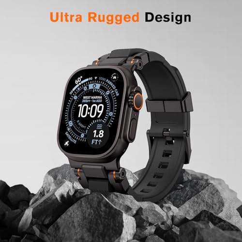 amBand Bands Compatible with Apple Watch Ultra 321 49mm M1 Sport Series Rugged Durable Strap with Metal Connector to Match Ultras Titanium Case for iWatch 49mm Men Matte Black - Image 3