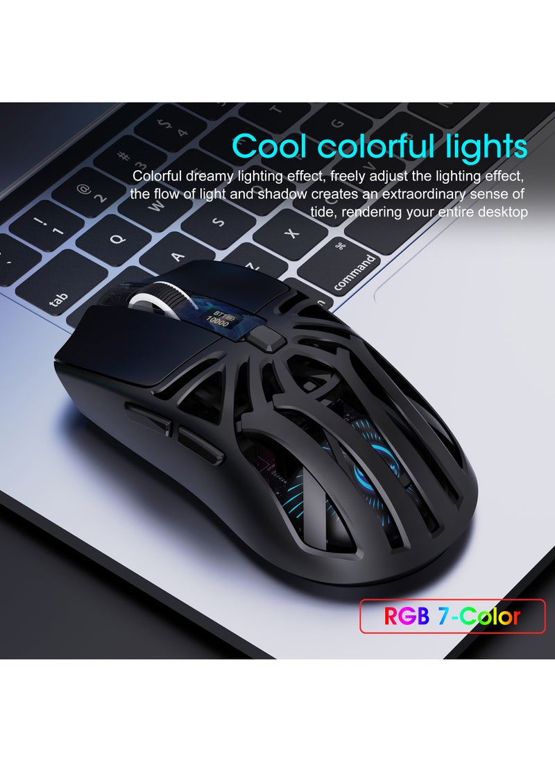 Rock Pow Wireless Gaming Mouse,Tri-Mode Bluetooth/2.4G/Wired Mouse, 6 Buttons with Adjustable 10000 DPI, BT5.1 Rechargeable RGB Backlight Gaming Mice for PC/Mac/Laptop, Power Digital Display Silent Mice  - Image 4