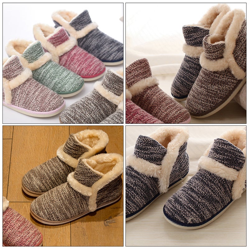 1 Pair Thickened Plush Slippers Home Autumn Winter Non- Plush Slipper - Image 2