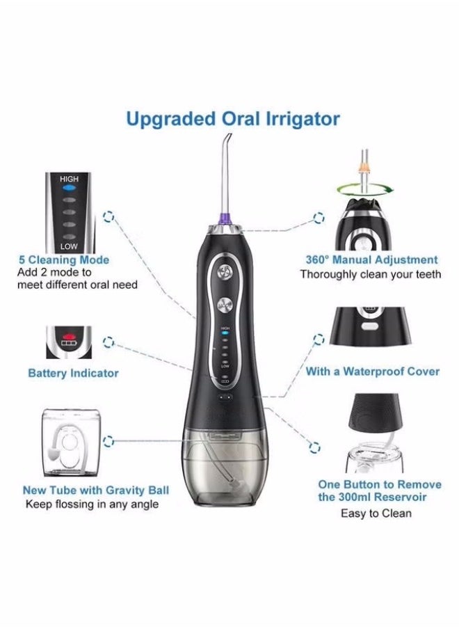 Generic Water Dental Flosser Teeth Pick -Portable Oral Irrigator with 5 Modes, Rechargeable IPX7 Waterproof Orthodontic Teeth Cleaner Pick Cordless for Home Travel-300ml Water Tank  - Image 2