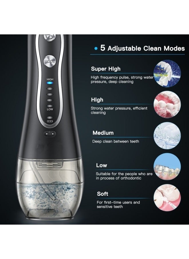 Generic Water Dental Flosser Teeth Pick -Portable Oral Irrigator with 5 Modes, Rechargeable IPX7 Waterproof Orthodontic Teeth Cleaner Pick Cordless for Home Travel-300ml Water Tank  - Image 5