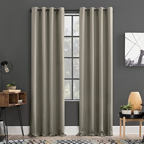 Sun Zero Soho 2pack Blackout Energy Efficient Grommet Curtain Panel Pair 54 x 96 Stone