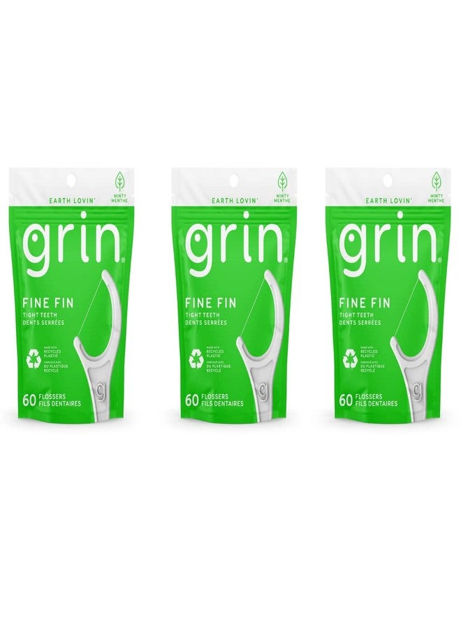 GRIN | Dental Floss |3 Packs of 60 (Fine Fin Tight Teeth Dents Serrées) - Image 1