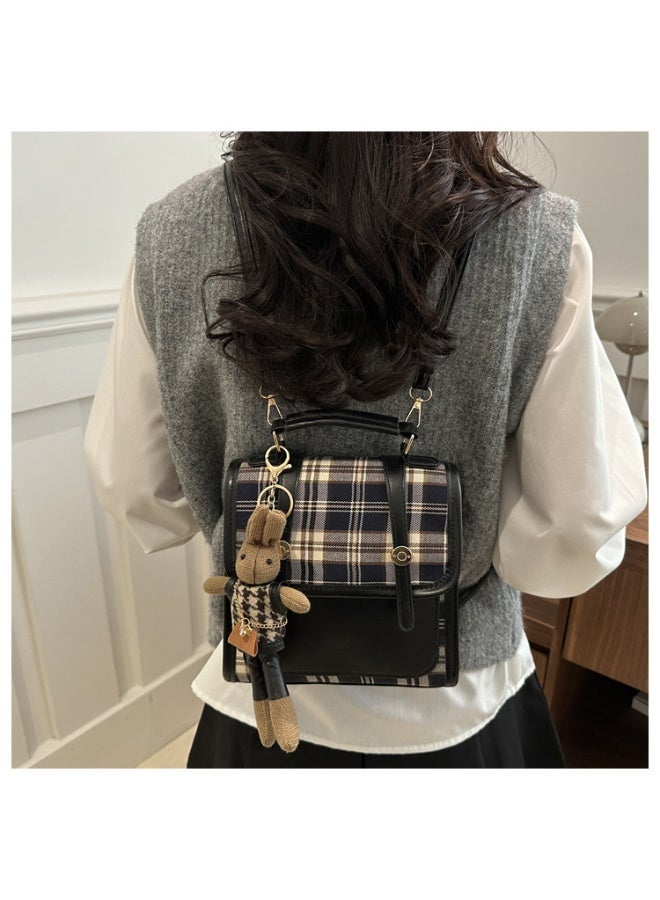 Fashionable Mini Checkered British Style Ladies Backpack Crossbody Single Shoulder Bag - Image 2