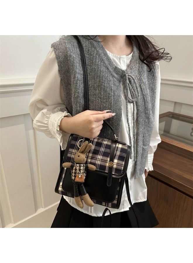Fashionable Mini Checkered British Style Ladies Backpack Crossbody Single Shoulder Bag - Image 3