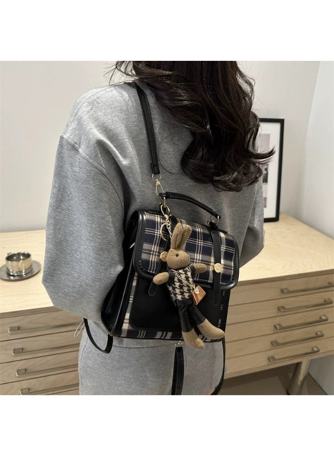 Fashionable Mini Checkered British Style Ladies Backpack Crossbody Single Shoulder Bag - Image 4