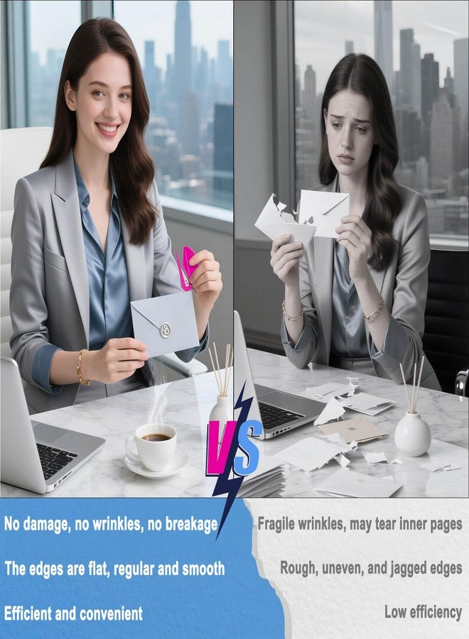 Zonice Letter Opener Envelope Slitter - Envelope Opener,Mail Opener,Wrapping Paper Cutter,Package Opener 3 Pack (Rose Red/Cyan/White) - Image 4