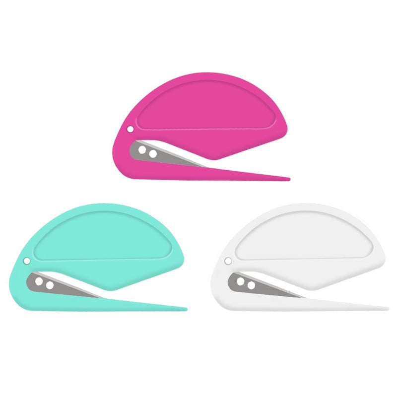 Zonice Letter Opener Envelope Slitter - Envelope Opener,Mail Opener,Wrapping Paper Cutter,Package Opener 3 Pack (Rose Red/Cyan/White) - Image 1