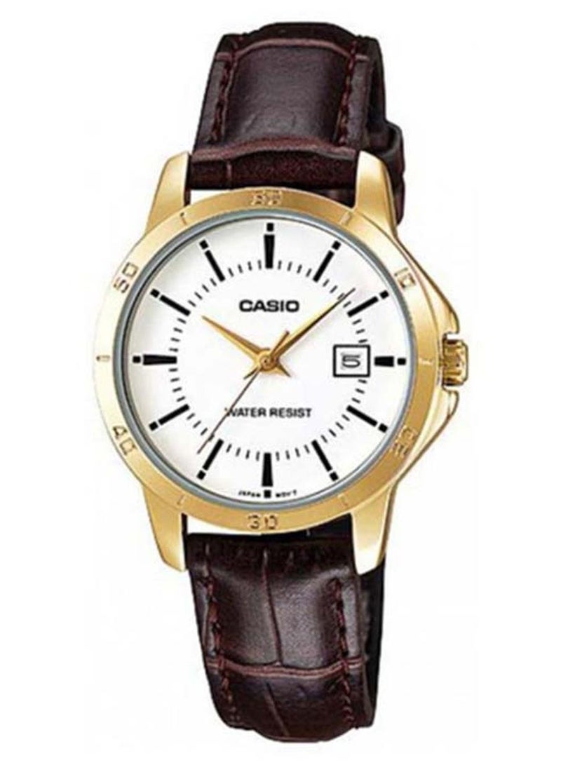 CASIO Women Leather Analog Wrist Watch LTP-V004GL-7AUDF - 30 mm - Brown - Image 1