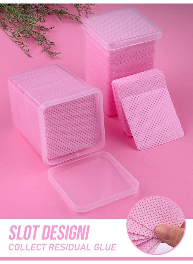 EBANKU - S Lint Free Nail Wipes Ebanku Non-Woven Fabric Nail Cleaning Pads Lash Extensions Glue Cleaning Remover Wipes Nail Salon Supplies With Bottle(Pink) - Image 1