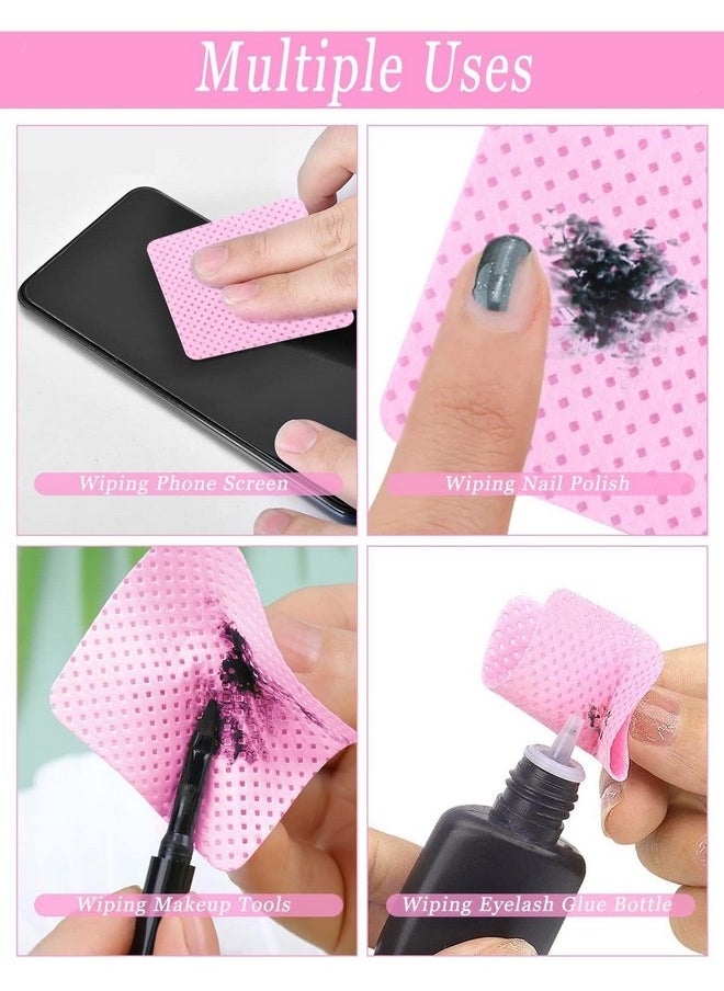 EBANKU - S Lint Free Nail Wipes Ebanku Non-Woven Fabric Nail Cleaning Pads Lash Extensions Glue Cleaning Remover Wipes Nail Salon Supplies With Bottle(Pink) - Image 1