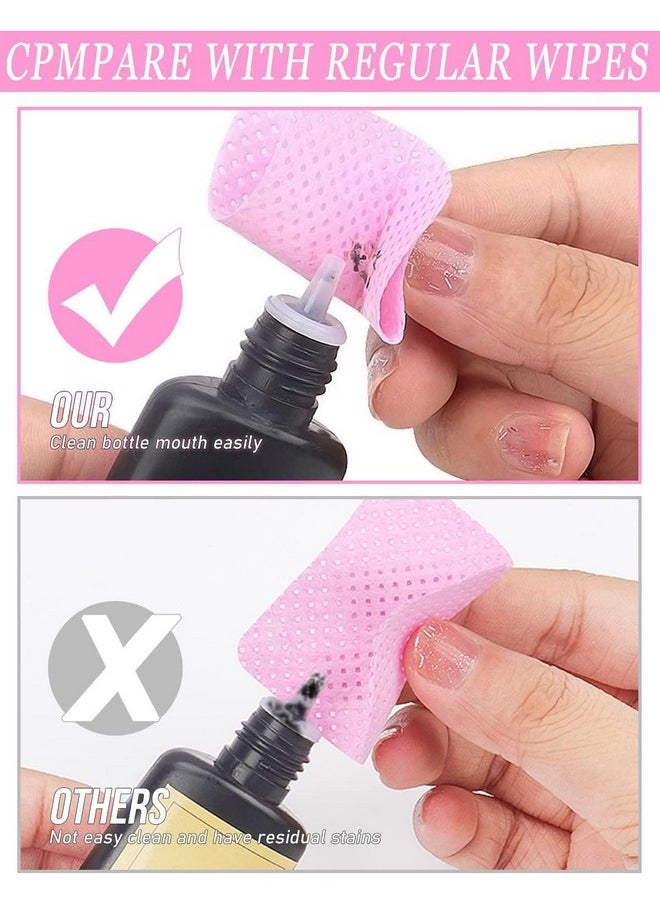 EBANKU - S Lint Free Nail Wipes Ebanku Non-Woven Fabric Nail Cleaning Pads Lash Extensions Glue Cleaning Remover Wipes Nail Salon Supplies With Bottle(Pink) - Image 1