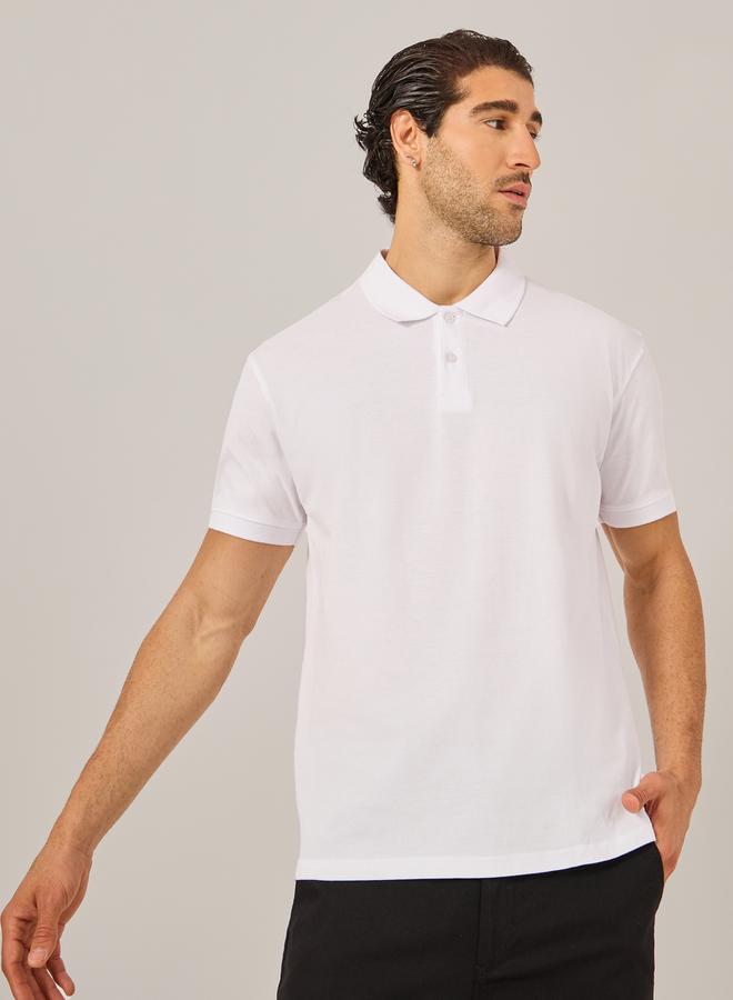 Styli Solid Short Sleeve Pique Relaxed Fit Polo - Image 1