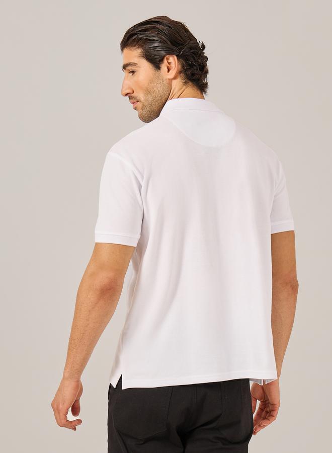 Styli Solid Short Sleeve Pique Relaxed Fit Polo - Image 4