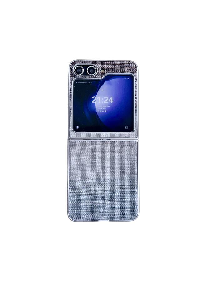 Green Tiger For Samsung Galaxy Z Flip5 Illusory Color Leather Texture PC Phone Case(Blue)