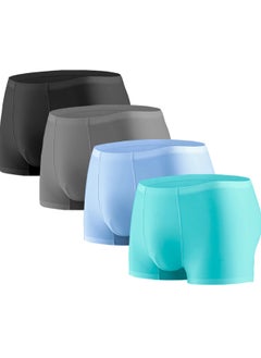 4 Pack Mens Ice Silk Breathable Underwear Mens Boxer Shorts Multipack Ultra Soft Breathable Boxers for Men Anti Chafing Underwear Trunks Cool Dry Ice Silk Boxer Briefs